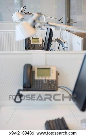 Office interior desk and office equipment. View Large Photo Image Stock Photography - Office interior desk and office equipment.. Fotosearch