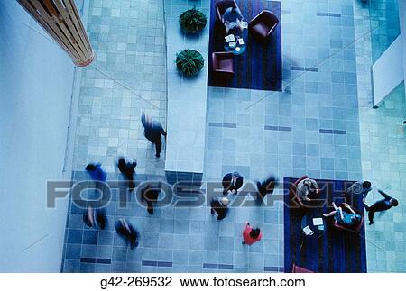Stock Image - Office lobby activity. Fotosearch