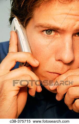 Stock Photography - office man on hold. Fotosearch