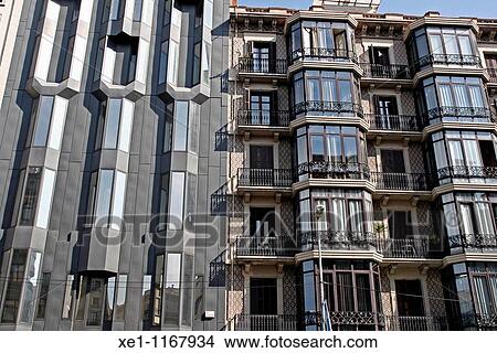 Picture - offices and housing, Barcelona, Catalonia, Spain.. Fotosearch