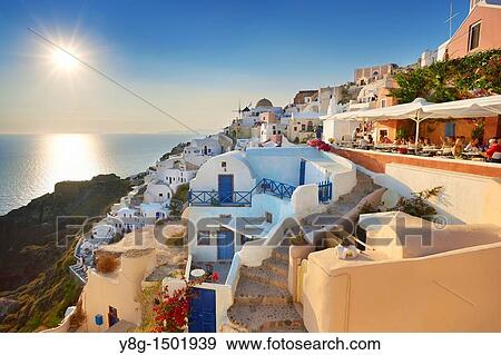 Oia village, Santorini Island, Cyclades, Greece View Large Photo Image Stock Photo - Oia village, Santorini Island, Cyclades, Greece. Fotosearch