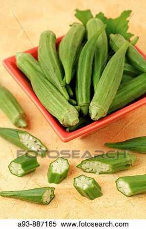 Okra (Hibiscus esculentus or Abelmoschus esculentus) View Large Photo Image Stock Photography - Okra (Hibiscus esculentus or Abelmoschus esculentus). Fotosearch