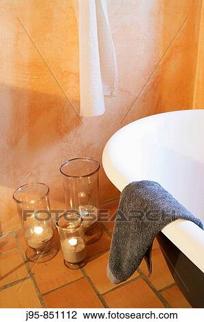 Stock Image - Old bathtub in a country bathroom. Fotosearch