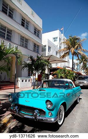 Old car on Ocean Drive, Miami Beach, Florida, USA View Large Photo Image Stock Photograph - Old car on Ocean Drive, Miami Beach, Florida, USA. Fotosearch