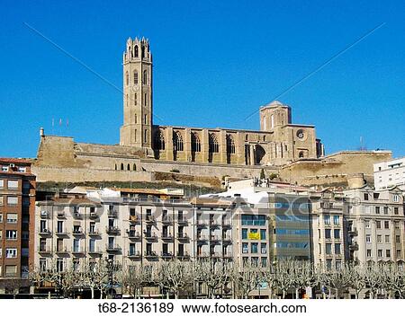 Old cathedral, Lleida, Catalonia, Spain View Large Photo Image Stock Photo - Old cathedral, Lleida, Catalonia, Spain. Fotosearch