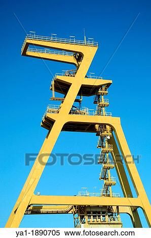 Stock Photography - Old coal mine pit, head of puit Cuvelette HBL, Freyming-Merlebach, Moselle, Lorraine, France. Fotosearch