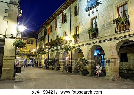 Stock Photo - Old Councill square of Laguardia, La Rioja, Alava, Basque country, Spain. Fotosearch