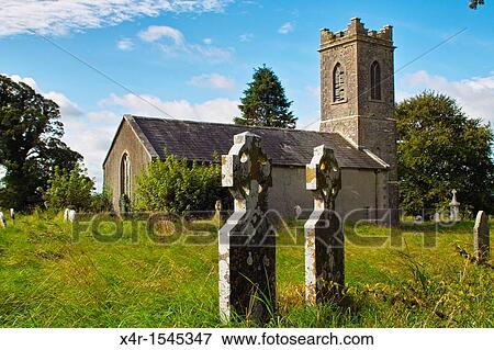 Old disused protestant church and graveyard at Horseleap, Co. Westmeath, Ireland. View Large Photo Image Stock Photo - Old disused protestant church and graveyard at Horseleap, Co. Westmeath, Ireland.. Fotosearch