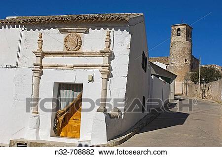 Stock Image - Old facade. Castillo de Garcimuoz. Cuenca. Castilla-La Mancha. Spain.. Fotosearch