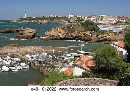 Stock Image - OLD FISHING PORT BIARRITZ PYRENEES ATLANTIQUES AQUITANE FRANCE. Fotosearch