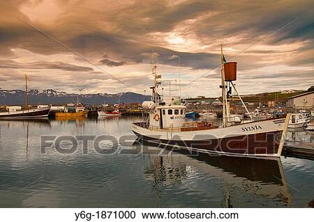 Stock Image - Old fishing port of Hsavik Centre of whale watching Iceland, Europe. Fotosearch