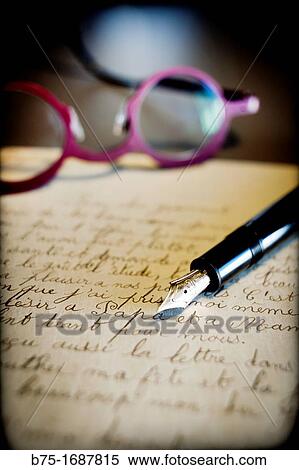 old handwritten letter postmarked, pen stylographic and glasses View Large Photo Image Stock Photography - old handwritten letter postmarked, pen stylographic and glasses. Fotosearch