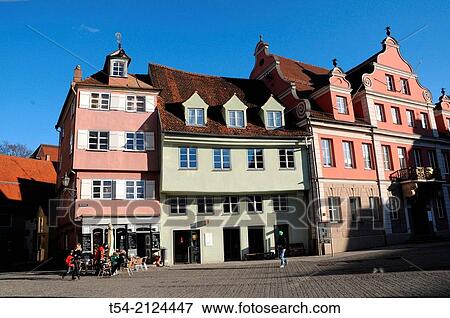Old houses on the main square in Memmingen / Memmingen, Germany View Large Photo Image Stock Photo - Old houses on the main square in Memmingen / Memmingen, Germany. Fotosearch