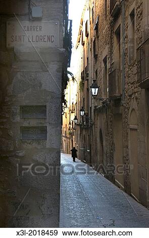 Stock Photo - Old Jewish quarter. Girona. Catalonia. Spain.. Fotosearch