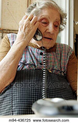 Old lady talking on the phone. View Large Photo Image Stock Photography - Old lady talking on the phone.. Fotosearch