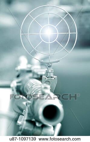 Old machinegun barrel and sights aiming View Large Photo Image Stock Photo - Old machinegun barrel and sights aiming. Fotosearch