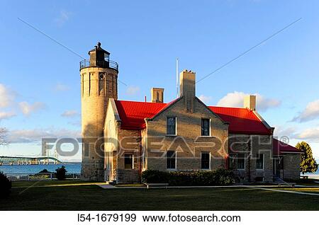 Old Mackinac Point Lighthouse Mackinaw City Michigan View Large Photo Image Stock Photo - Old Mackinac Point Lighthouse Mackinaw City Michigan. Fotosearch