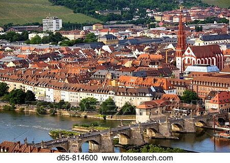 Old Main Bridge and Town, Wurzburg, Bavaria, Germany View Large Photo Image Stock Image - Old Main Bridge and Town, Wurzburg, Bavaria, Germany. Fotosearch