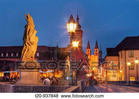 Old Main Bridge at Wuerzburg, Wuerzburg, Franconia, Bavaria, Germany View Large Photo Image Stock Photo - Old Main Bridge at Wuerzburg, Wuerzburg, Franconia, Bavaria, Germany. Fotosearch