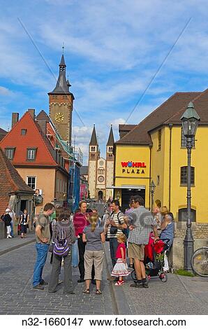 Stock Photo - Old Main Bridge, Town Hall and Cathedral, W? rzburg, UNESCO World Heritage Site, Romantische Strasse (? Romantic Road? ), Franconia, Bavaria, Germany, Europe. Fotosearch