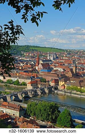Old Main Bridge, view of W? rzburg from Marienberg Castle, UNESCO World Heritage Site, Romantische Strasse (Romantic Road), Franconia, Bavaria, Germany, Europe View Large Photo Image Stock Photo - Old Main Bridge, view of W? rzburg from Marienberg Castle, UNESCO World Heritage Site, Romantische Strasse (Romantic Road), Franconia, Bavaria, Germany, Europe. Fotosearch