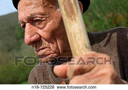 Stock Photo - Old man. Aldea de Ebro. Cantabria. Spain.. Fotosearch
