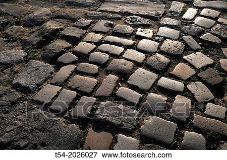 Stock Photo - old pavement stones in Regensburg. Fotosearch
