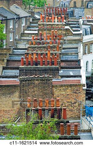 Picture - old roof tops, Islington, London, England, UK. Fotosearch