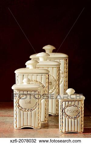 Old set of kitchen canisters. View Large Photo Image Stock Image - Old set of kitchen canisters.. Fotosearch