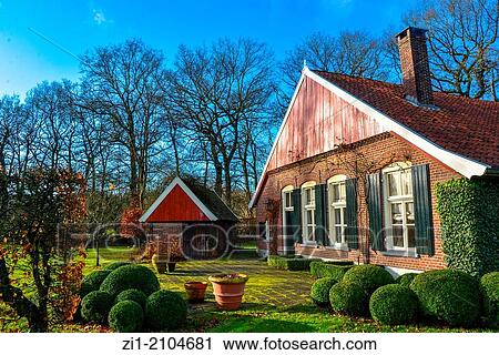 Stock Image - old small farmhouse in the Achterhoek, the Netherlands. Fotosearch