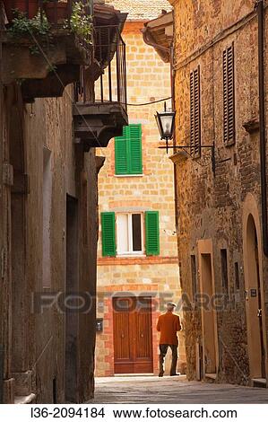 Old street, Pienza, UNESCO Site, Tuscany, Italy View Large Photo Image Picture - Old street, Pienza, UNESCO Site, Tuscany, Italy. Fotosearch