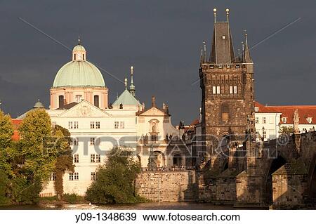 Old town and Vltava River, Charles Bridge Prague, Prague, Czech Republic View Large Photo Image Stock Photo - Old town and Vltava River, Charles Bridge Prague, Prague, Czech Republic. Fotosearch