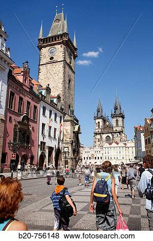 Old Town City Hall and Tyn church, Staromestske Namesti (Old Town Square), Prague, Czech Republic View Large Photo Image Stock Photo - Old Town City Hall and Tyn church, Staromestske Namesti (Old Town Square), Prague, Czech Republic. Fotosearch