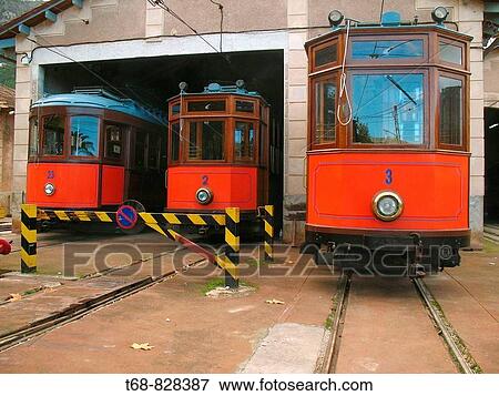 Old trams, Soller. Majorca, Balearic Islands, Spain View Large Photo Image Stock Photo - Old trams, Soller. Majorca, Balearic Islands, Spain. Fotosearch