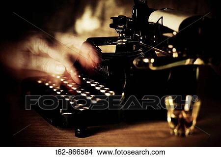 Old typewriter and hand work Still Life View Large Photo Image Picture - Old typewriter and hand work Still Life. Fotosearch
