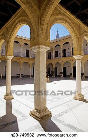 Stock Image - Old University courtyard (16th century), Osuna, Sevilla province, Andalucia, Spain. Fotosearch