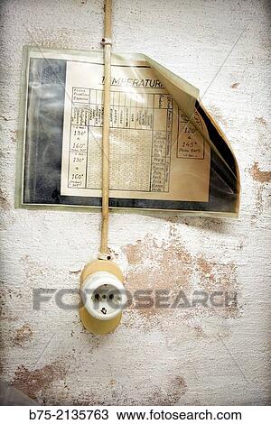 Old wall with a plug from the mains and a plasticized paper with a manual temperature View Large Photo Image Stock Image - Old wall with a plug from the mains and a plasticized paper with a manual temperature. Fotosearch