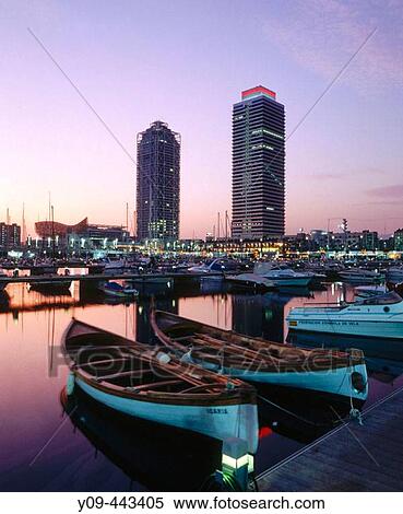 olympic port, Mapfre tower and Hotel Arts. Barcelona. Catalonia, Spain View Large Photo Image Stock Photography - olympic port, Mapfre tower and Hotel Arts. Barcelona. Catalonia, Spain. Fotosearch