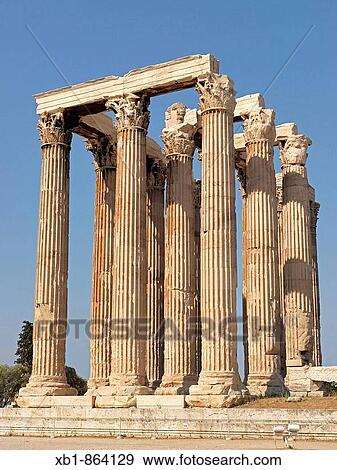 Olympieion, Temple of Olympian Zeus, Pentelic marble, Corinthian columns, Athens, Greece View Large Photo Image Stock Photo - Olympieion, Temple of Olympian Zeus, Pentelic marble, Corinthian columns, Athens, Greece. Fotosearch