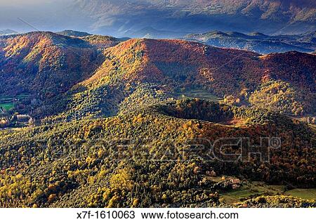 On balloon over Santa Margarida Volcano, Garrotxa Natural Park, Girona province Catalonia Spain View Large Photo Image Stock Image - On balloon over Santa Margarida Volcano, Garrotxa Natural Park, Girona province Catalonia Spain. Fotosearch