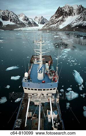Stock Photo - On board Norwegian Polar Institute? RV Lance? research ship for climate change investigations. Spitsbergen island, Svalbard archipelago, Arctic Ocean, Norway. Fotosearch