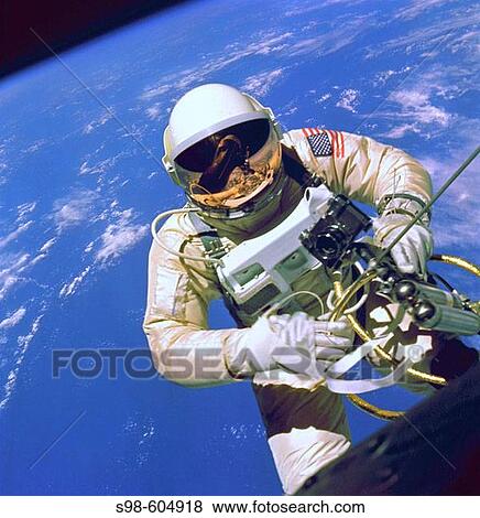 On June 3, 1965 Edward H. White II became the first American to step outside his spacecraft and let go, effectively setting himself adrift in the zero gravity of space. View Large Photo Image Stock Photo - On June 3, 1965 Edward H. White II became the first American to step outside his spacecraft and let go, effectively setting himself adrift in the zero gravity of space.. Fotosearch