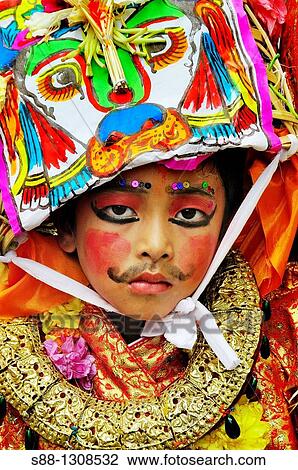 Stock Image - On the day of Gai Jatra festival in August at Durbar square. Fotosearch