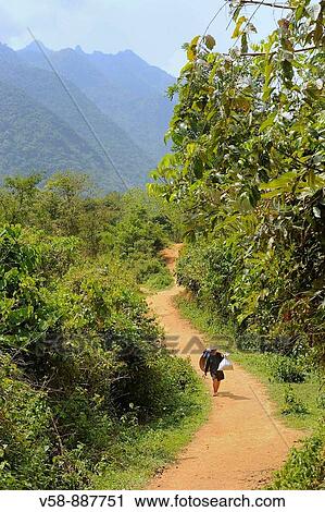 Stock Image - On the way to Tham Khang caves, Muang Ngoi region, Luang Prabang province, Laos. Fotosearch