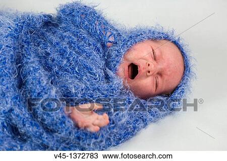 Stock Image - One and a half month old baby girl.. Fotosearch