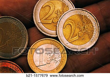 One and two euro coins View Large Photo Image Stock Photo - One and two euro coins. Fotosearch