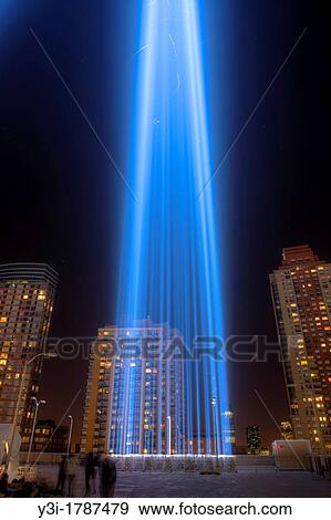 One of the beams of light of the Tribute in Light, an annual memorial to the events of September 11, 2001 View Large Photo Image Stock Photo - One of the beams of light of the Tribute in Light, an annual memorial to the events of September 11, 2001. Fotosearch
