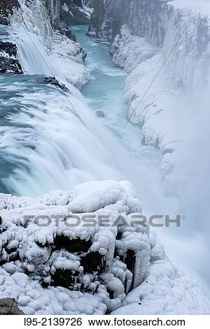 One of the most famous waterfalls in Iceland, Gullfoss (Golden waterfall). View Large Photo Image Stock Photograph - One of the most famous waterfalls in Iceland, Gullfoss (Golden waterfall).. Fotosearch