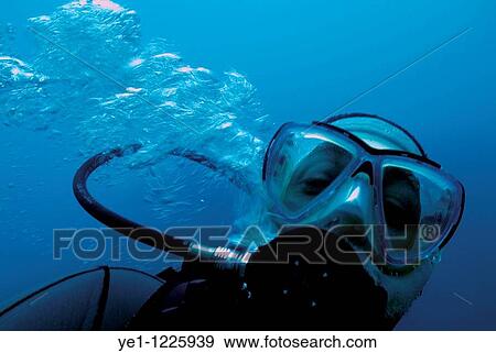 One scuba diver blowing bubbles underwater, Marseille, France. View Large Photo Image Stock Photo - One scuba diver blowing bubbles underwater, Marseille, France.. Fotosearch