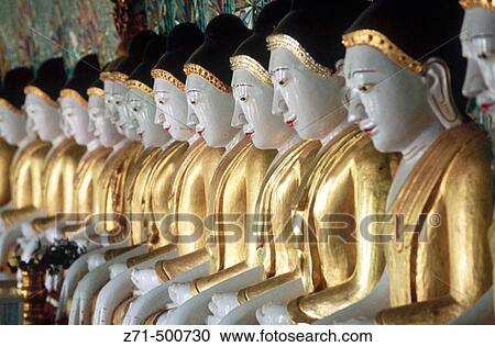Onhmin Thonze pagoda. Buddhas. Sagaing. Myanmar (Burma). View Large Photo Image Stock Image - Onhmin Thonze pagoda. Buddhas. Sagaing. Myanmar (Burma).. Fotosearch